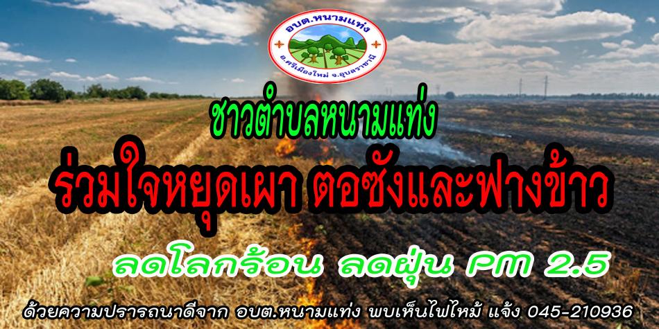อบต.หนามแท่ง ขอรณรงค์ให้เกษตรกรงดการเผาตอซังข้าวและฟางข้าว และส่งเสริมให้มีการนำตอซังข้าวและฟางข้าวไปแปรรูปเป็นอาหารสัตว์